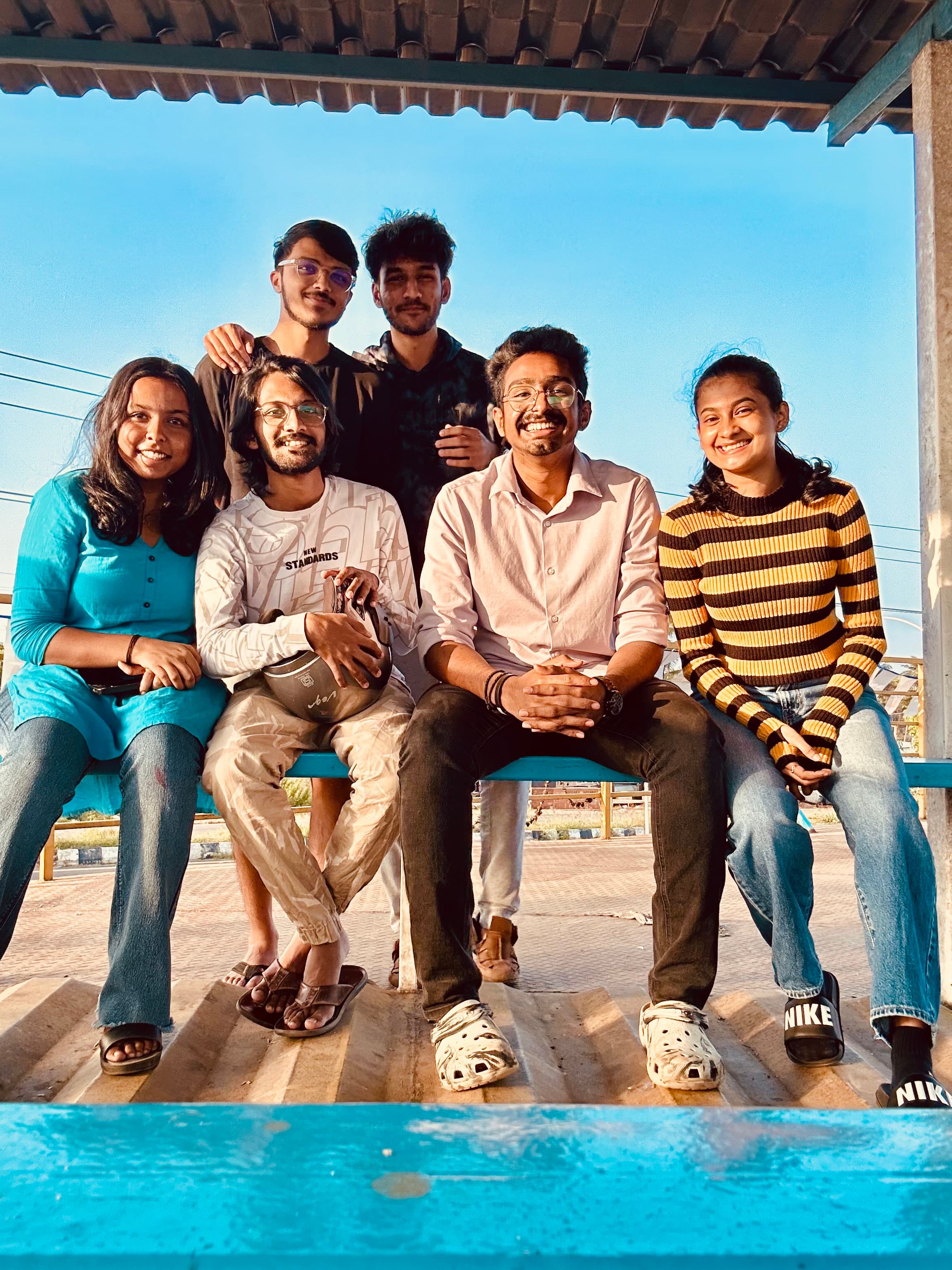 Thilak S with his school friends.